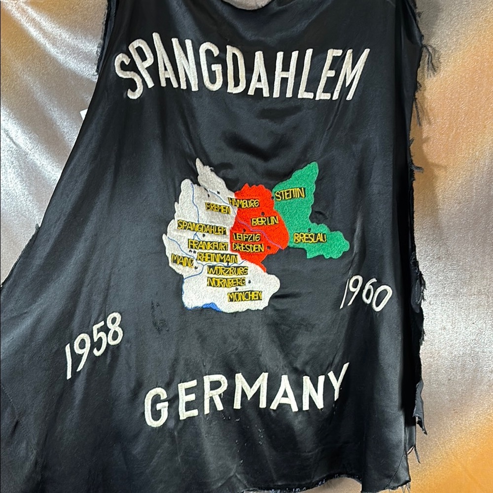 This piece has been cut from a jacket Vintage Black Germany Embroidered 1958 E1